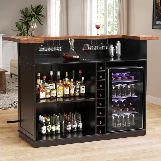 U-Shape Home Bar Cabinet With Fridge Space For Living Room