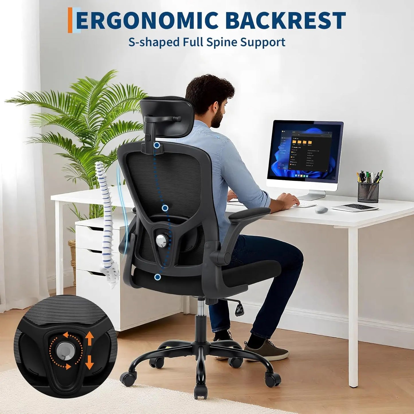 HobbyLane Ergonomic High Back Mesh Desk Office Chair With Headrest