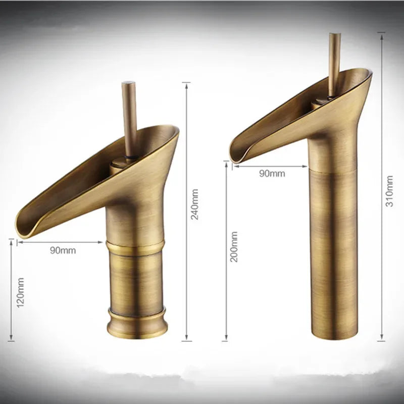 ZGRK Bathroom Faucet Single Lever Waterfall Basin Mixer Brass