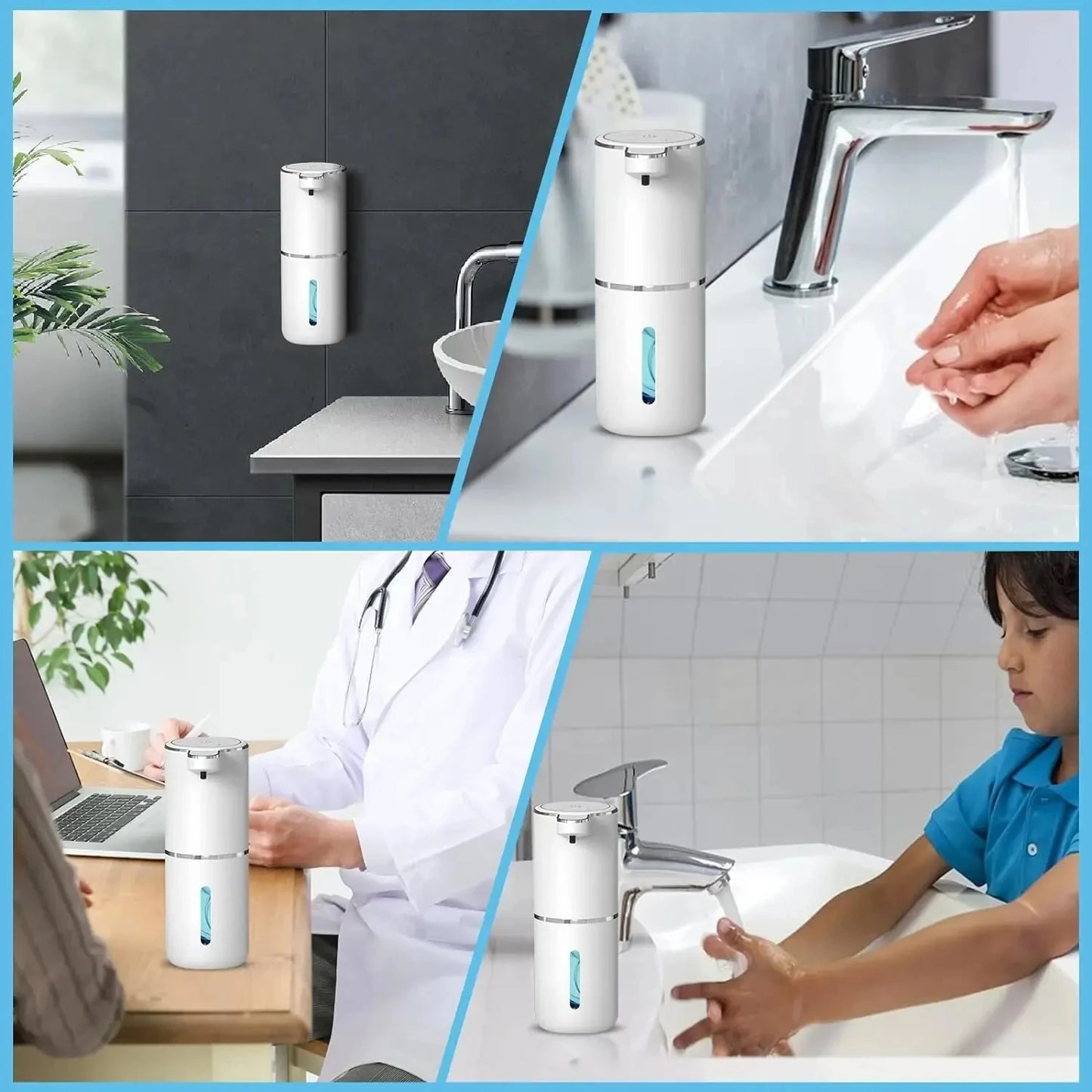 Touchless Foaming Soap Dispenser USB Rechargeable Automatic 4 Level Foam