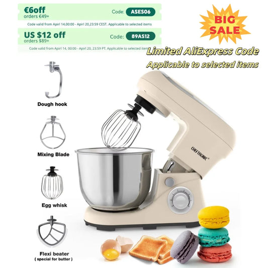 Cheftronic Stand Mixer Tilt-Head 500W Six Speed With Beaters