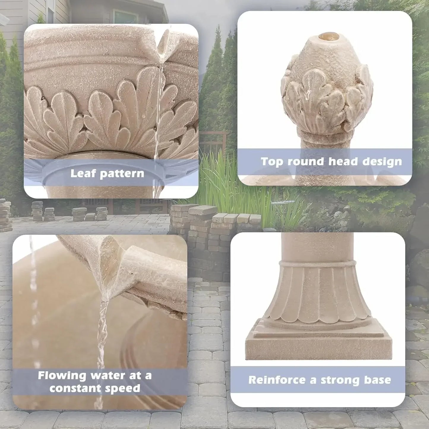 Outdoor Waterfall Fountain With Pineapple Top And Pump 3 Tier