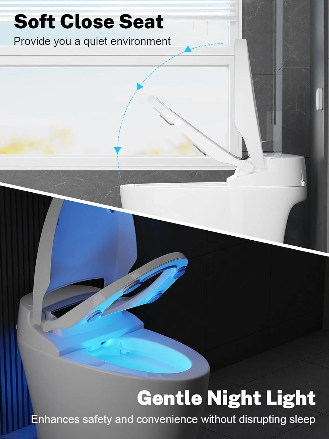 Smart One-Piece Tankless Toilet With Heated Seat Night Light