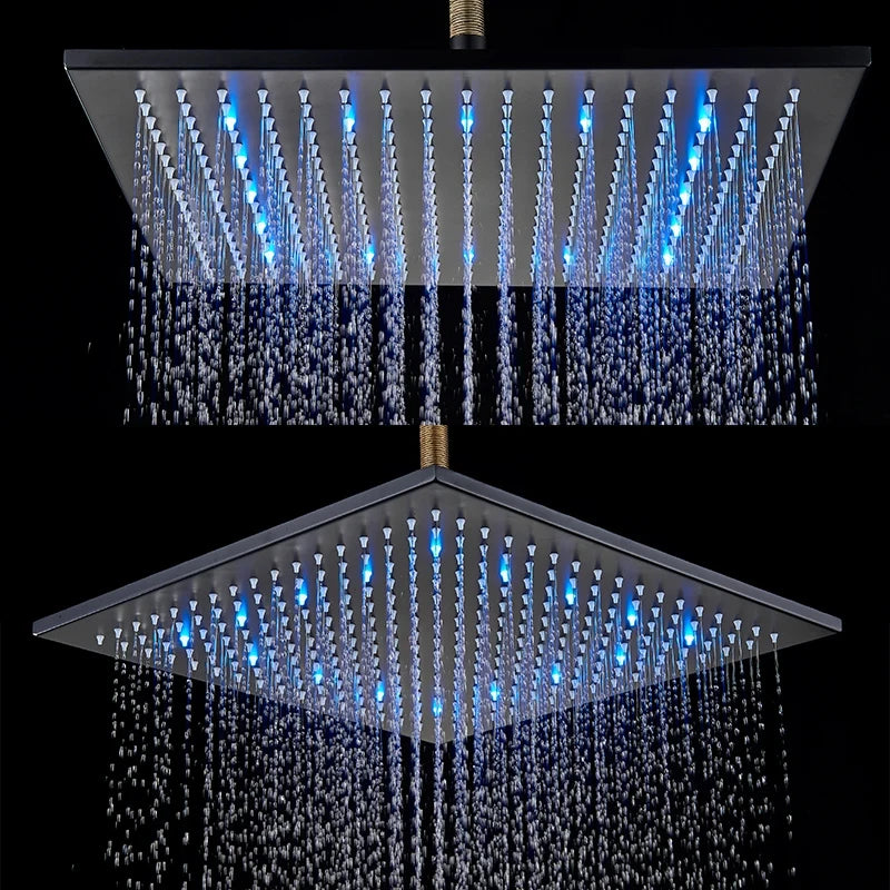 MYQualife LED Rainfall Shower Head Brass with Simple Mount