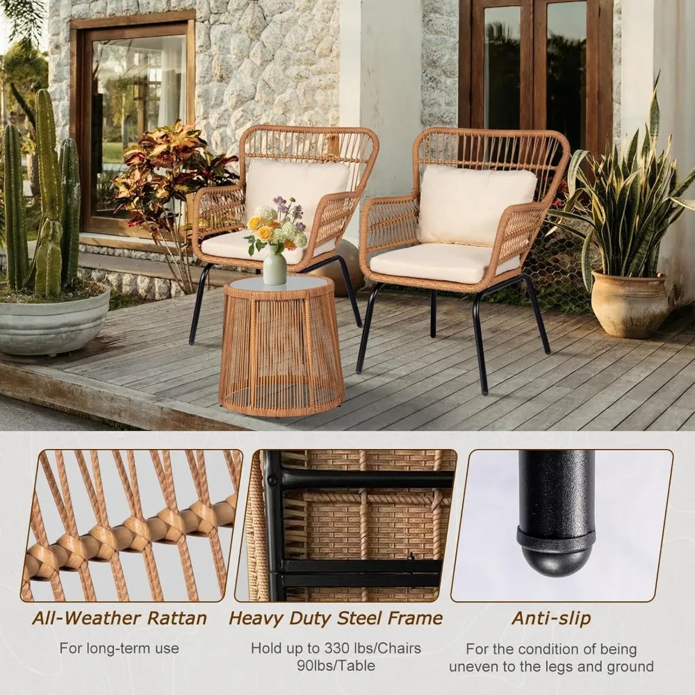 Outdoor Wicker Bistro Set Patio Furniture