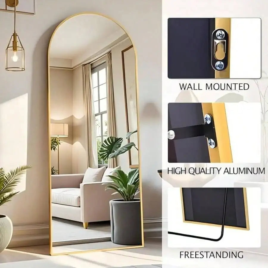Arched Mirror Floor Wall Mounted Elegant Home Decor Reflection