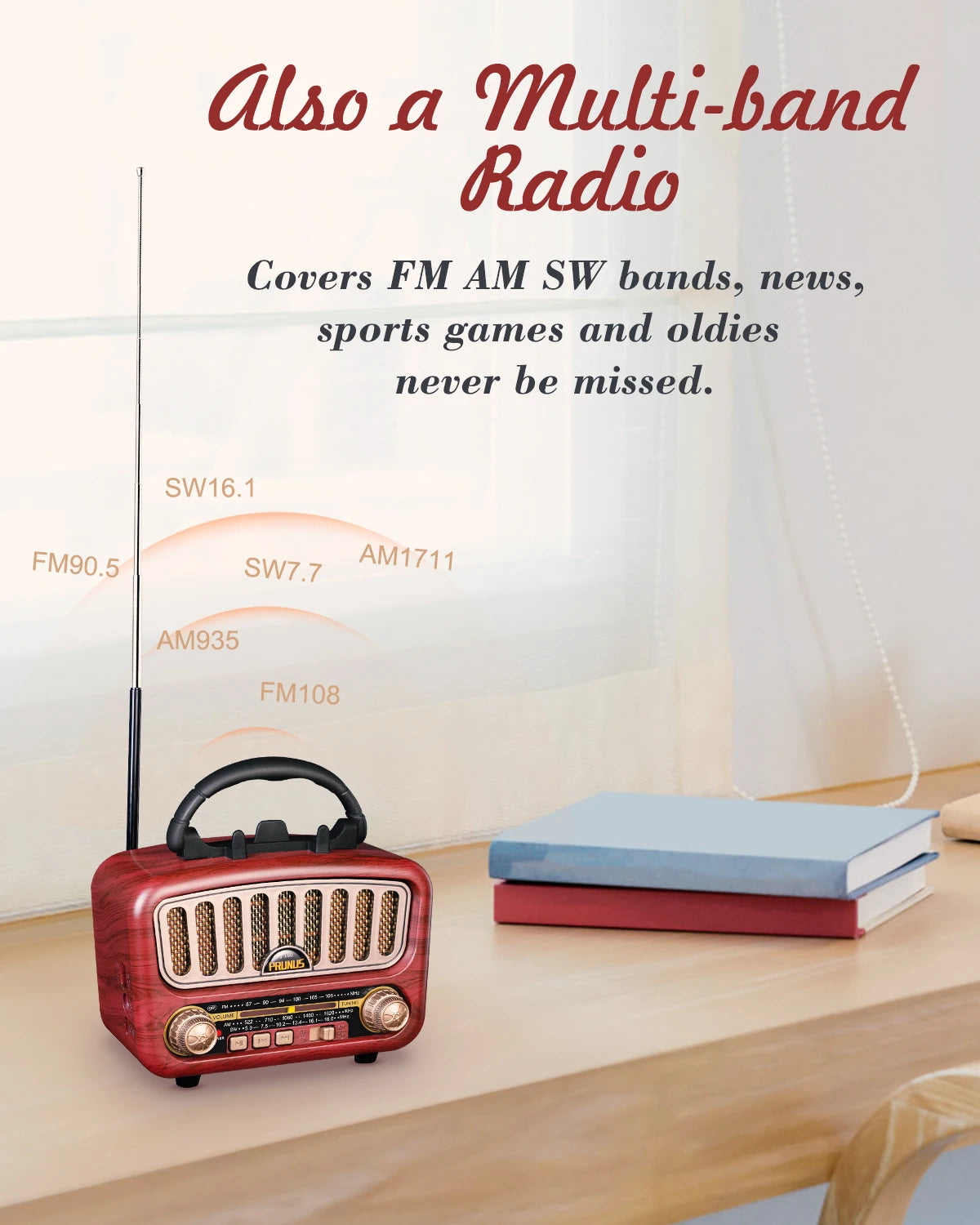 PRUNUS J-180 Retro Bluetooth Radio AM FM SW With USB