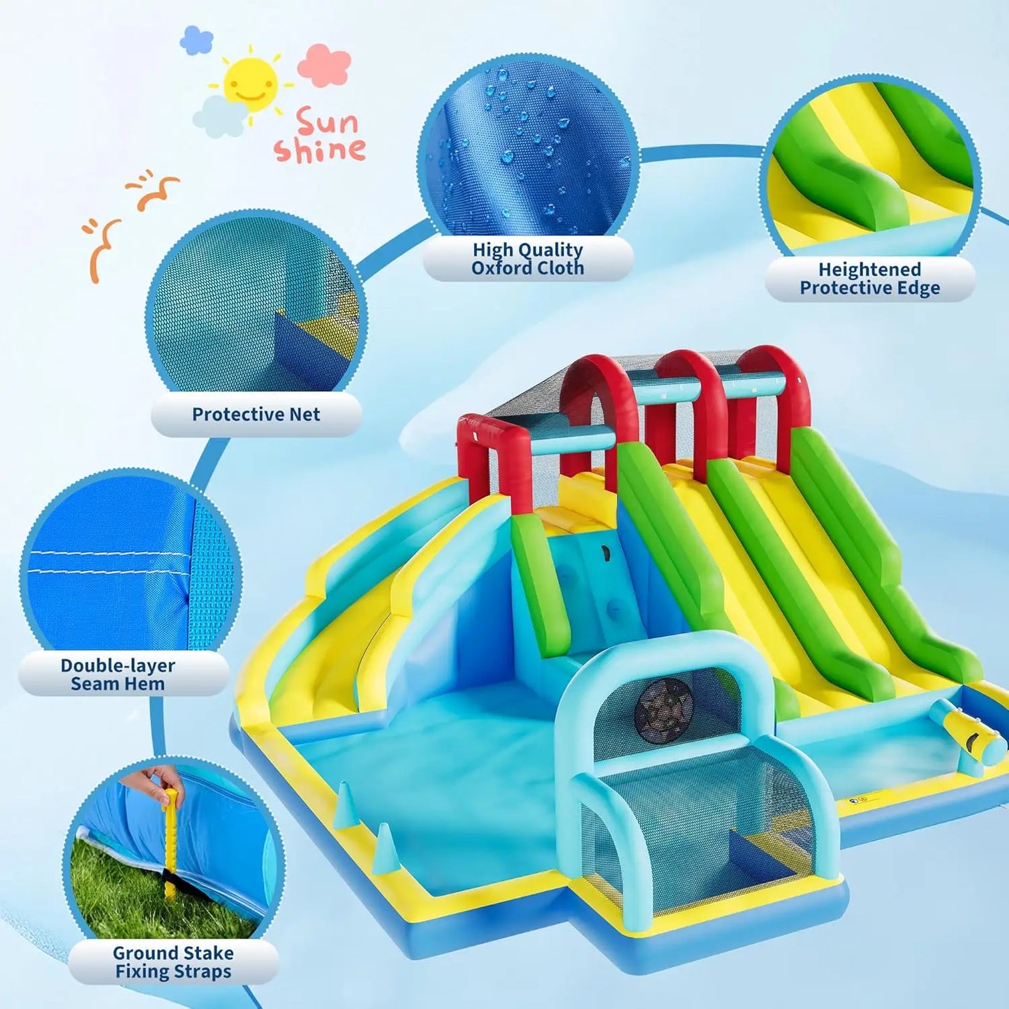 HiMISS Inflatable Bounce House Oxford Fabric Bouncy Castle With Blower