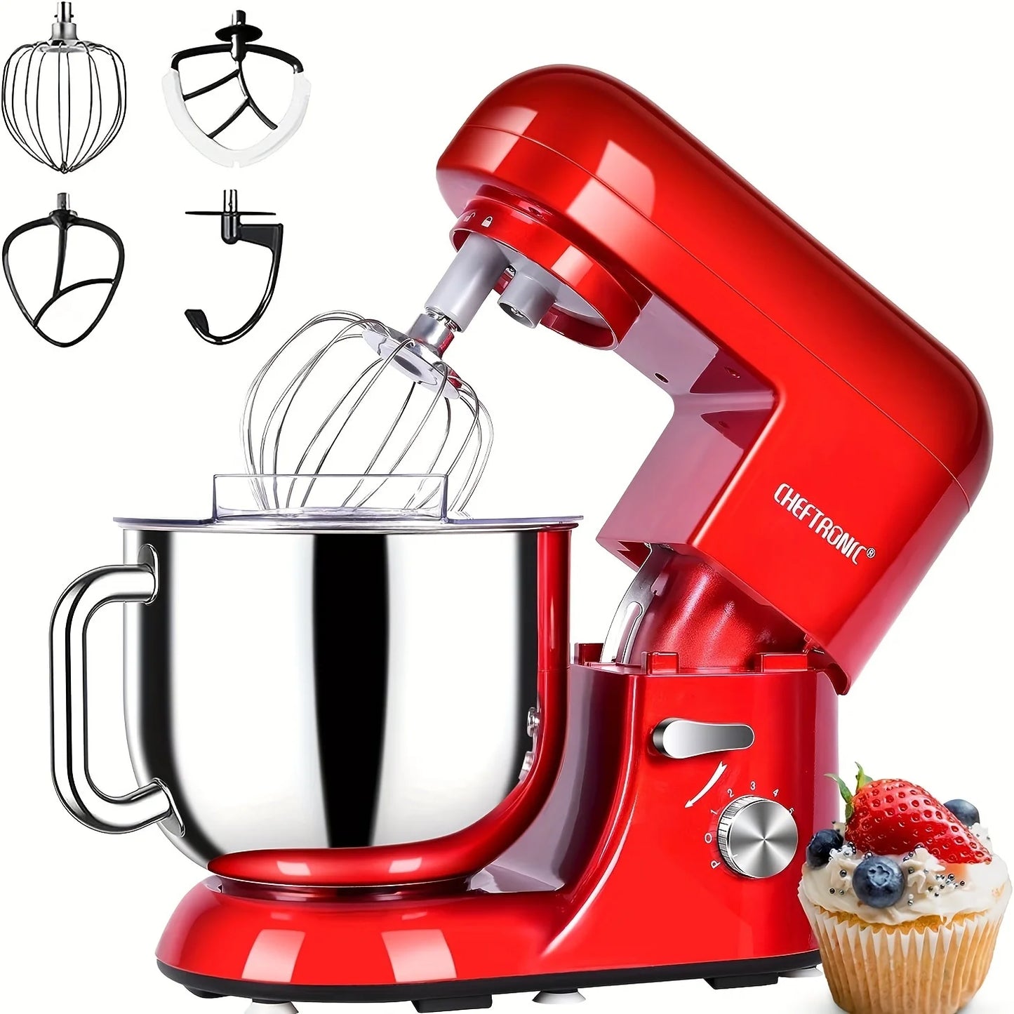 Cheftronic Tilt-Head Stand Mixer 650W With Milk Frother