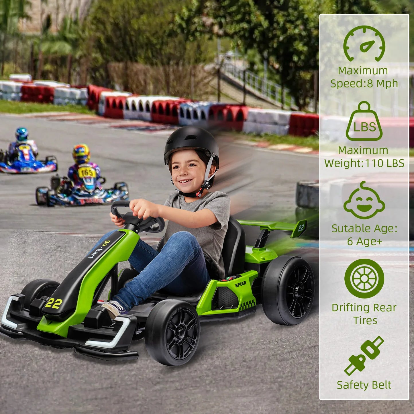HiMISS 24V Kids Electric Go Kart 300W Motors Drift Modes