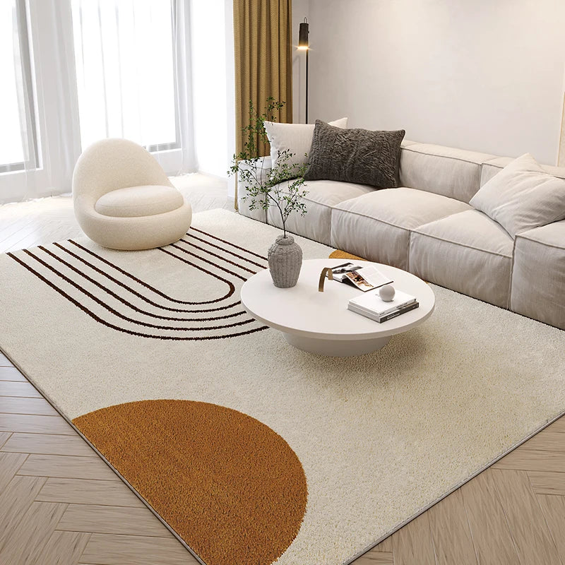 NONED Nordic Style Plush Carpet Living Room Rug With Abstract Art Design