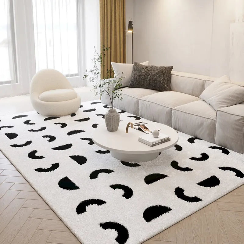 NONED Nordic Style Plush Carpet Living Room Rug With Abstract Art Design