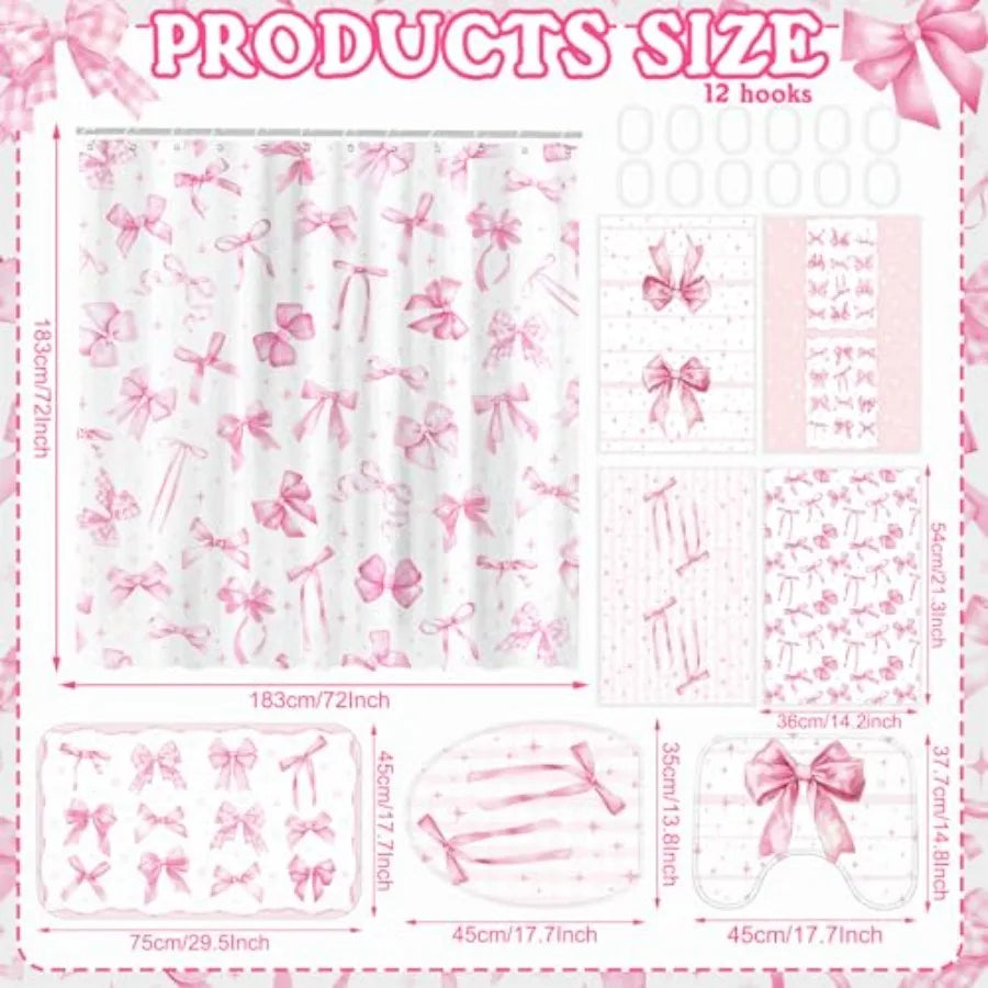 Shower Curtain Set With Towels And Carpet Bath Decor Kit
