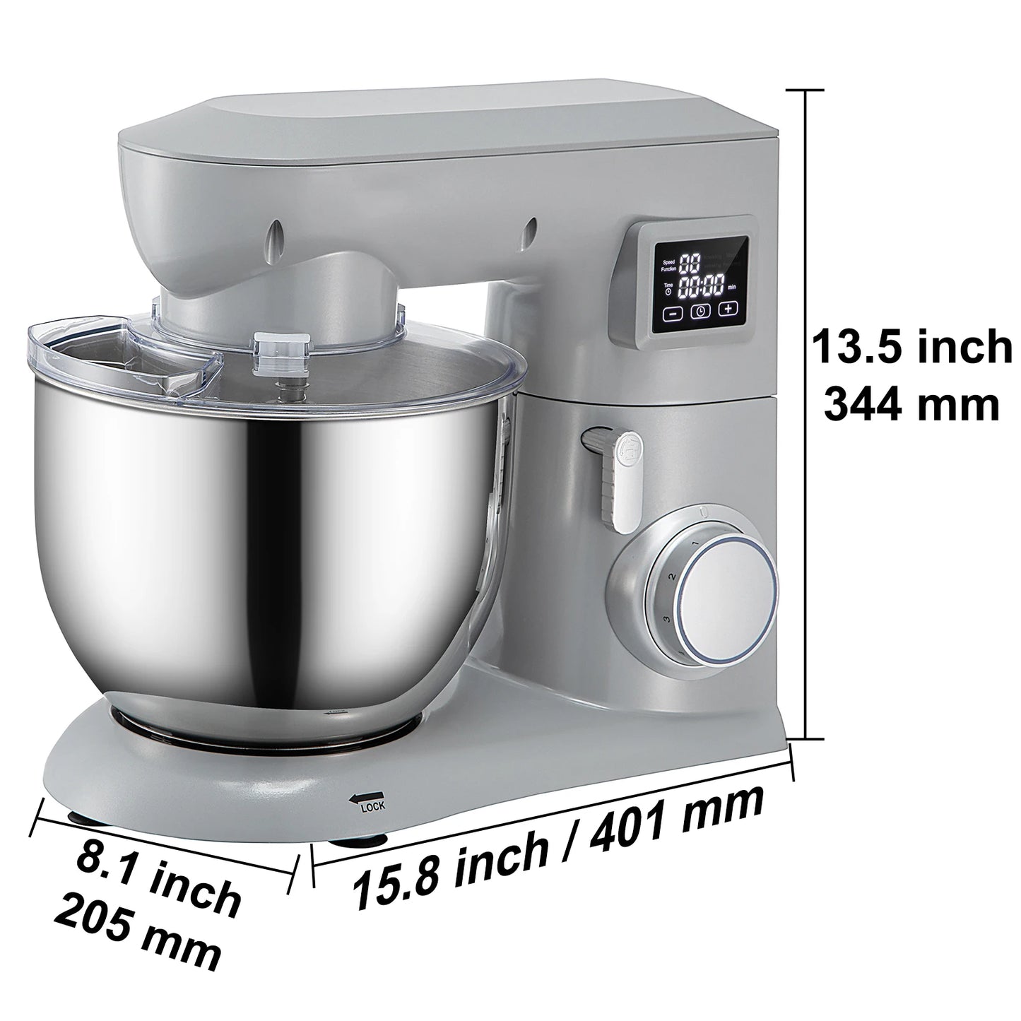 VEVOR 5-In-1 Stand Mixer LCD Timer Stainless Bowl Premium