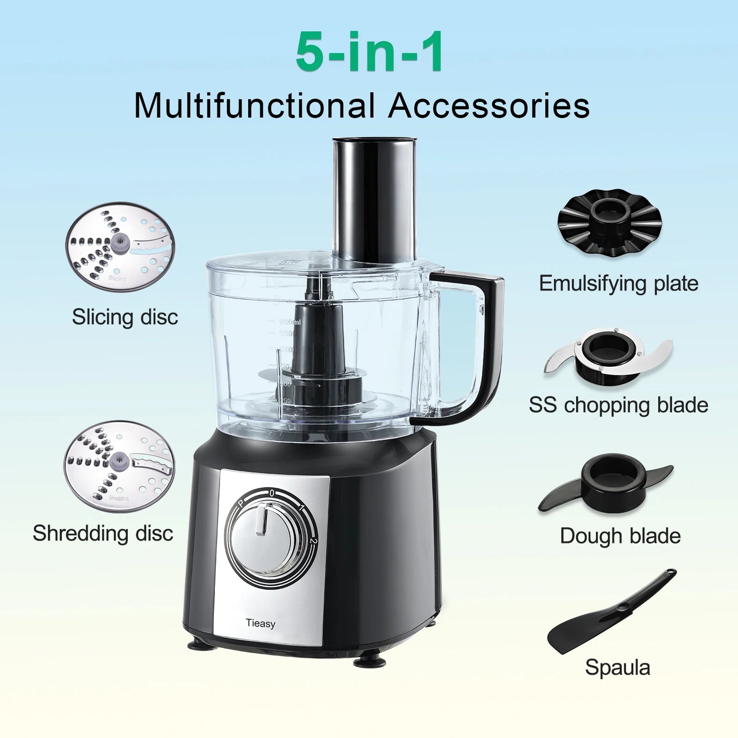 TopStrong 5-In-1 Electric Food Processor 600W BPA-Free