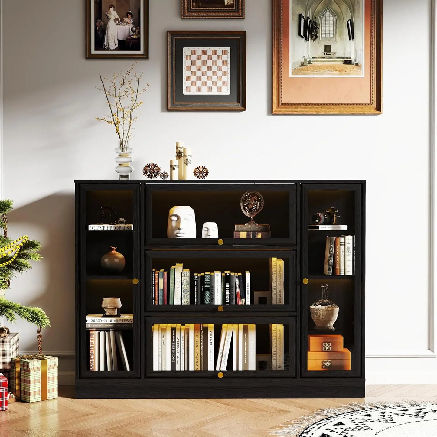 ZHILU Display Cabinet With Acrylic Glass Doors And LED Lighting