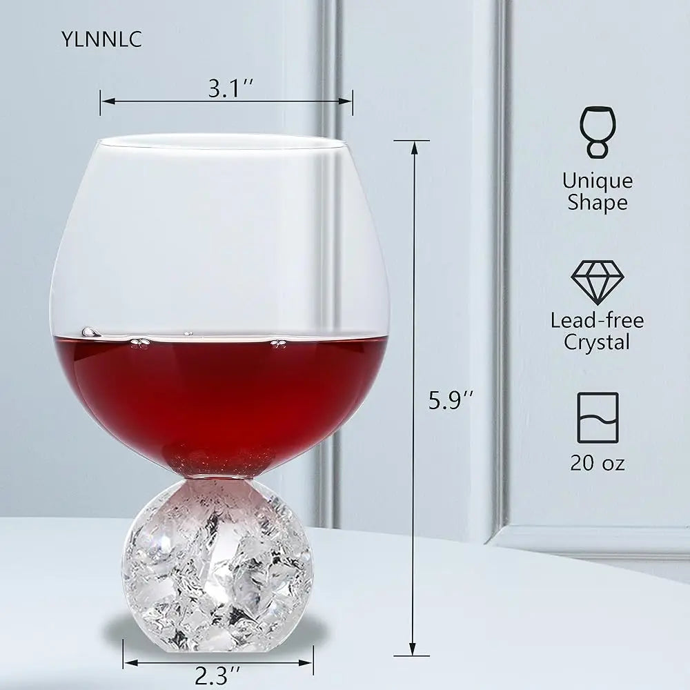 20Oz Crystal Wine Glasses Set Of 4 With Ball Base - Gift For Wine Tasting, Anniversary, Birthday - Large Unique Glasses For Red