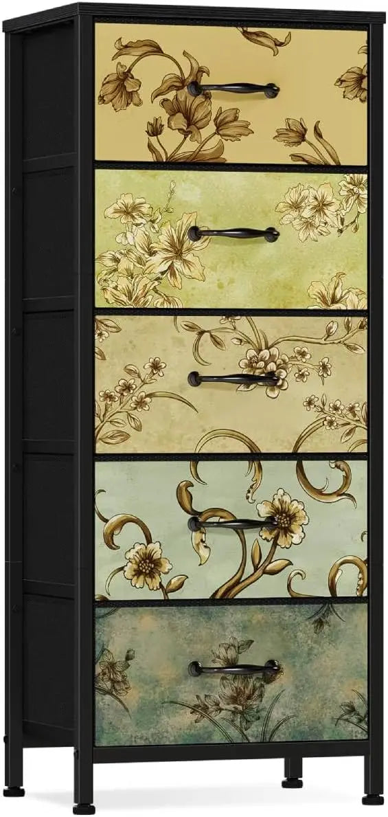 Vertical Dresser Tall Storage Tower With Fabric Drawers