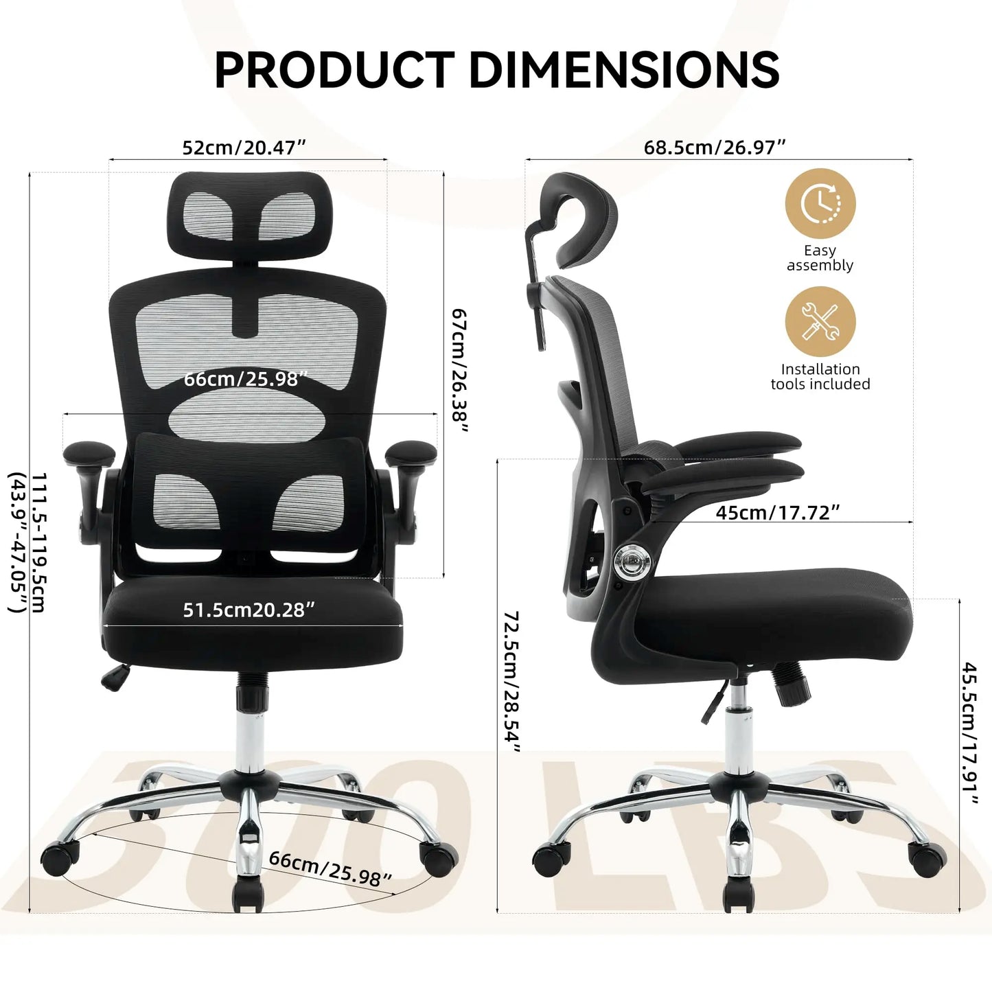 HiMIS Ergonomic High-Back Mesh Office Chair With Headrest Lumbar Support