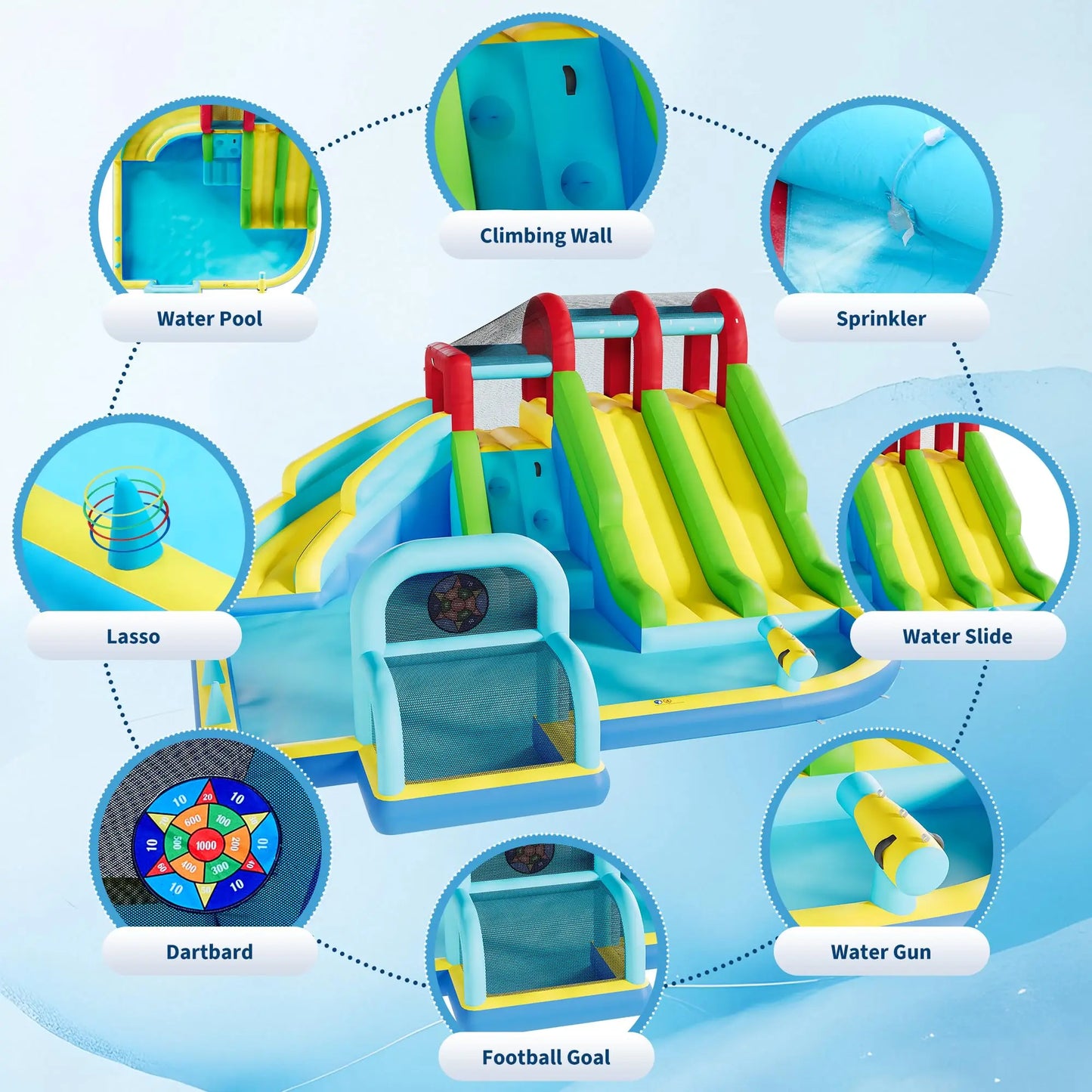 HiMISS Inflatable Bounce House With 3 Water Slides