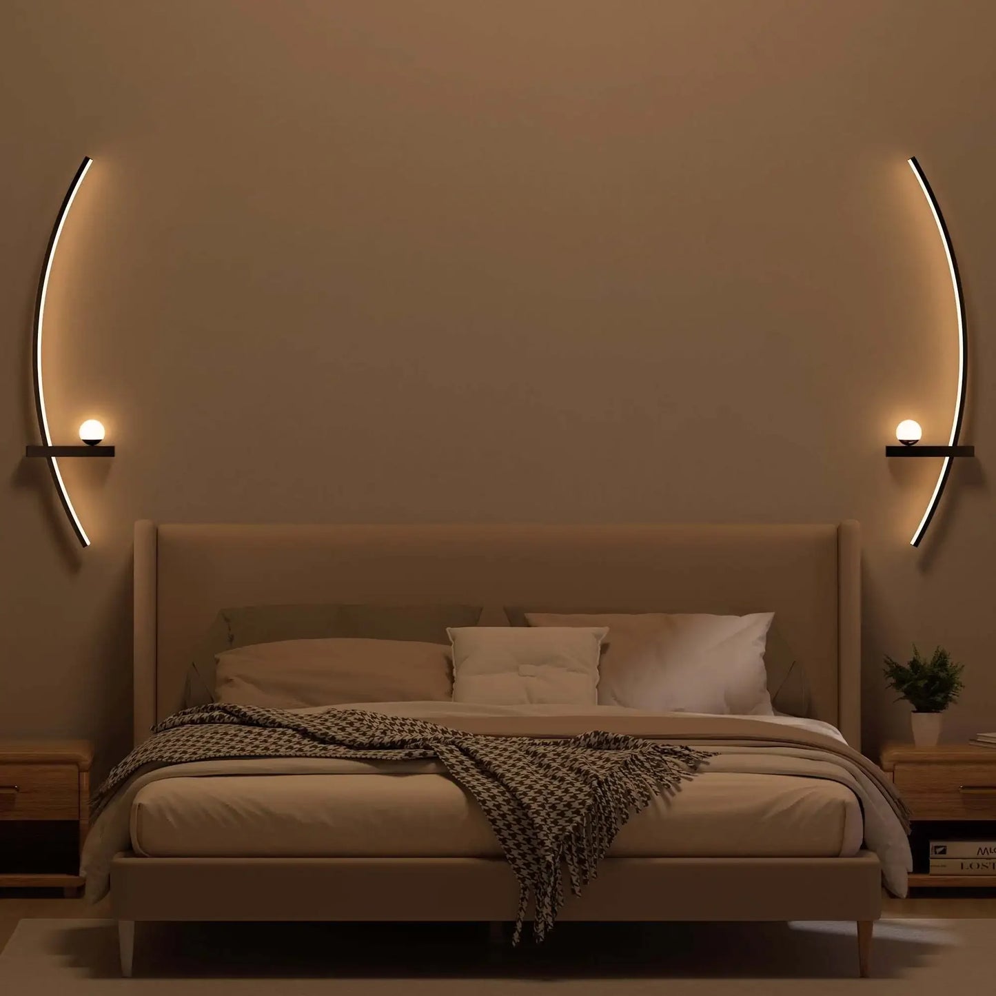 Two-Pack Modern Adjustable LED Wall Sconce Arc Bedside Lamp
