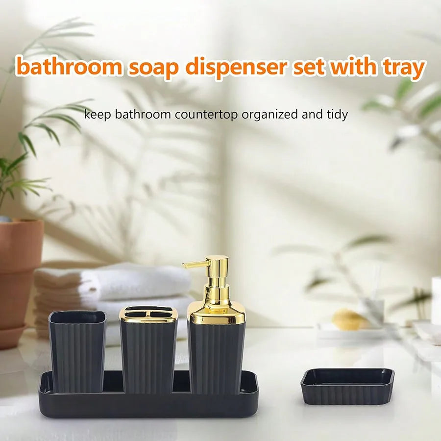 9-Piece Bathroom Accessories Set With Toothbrush Holder Lotion Dispenser