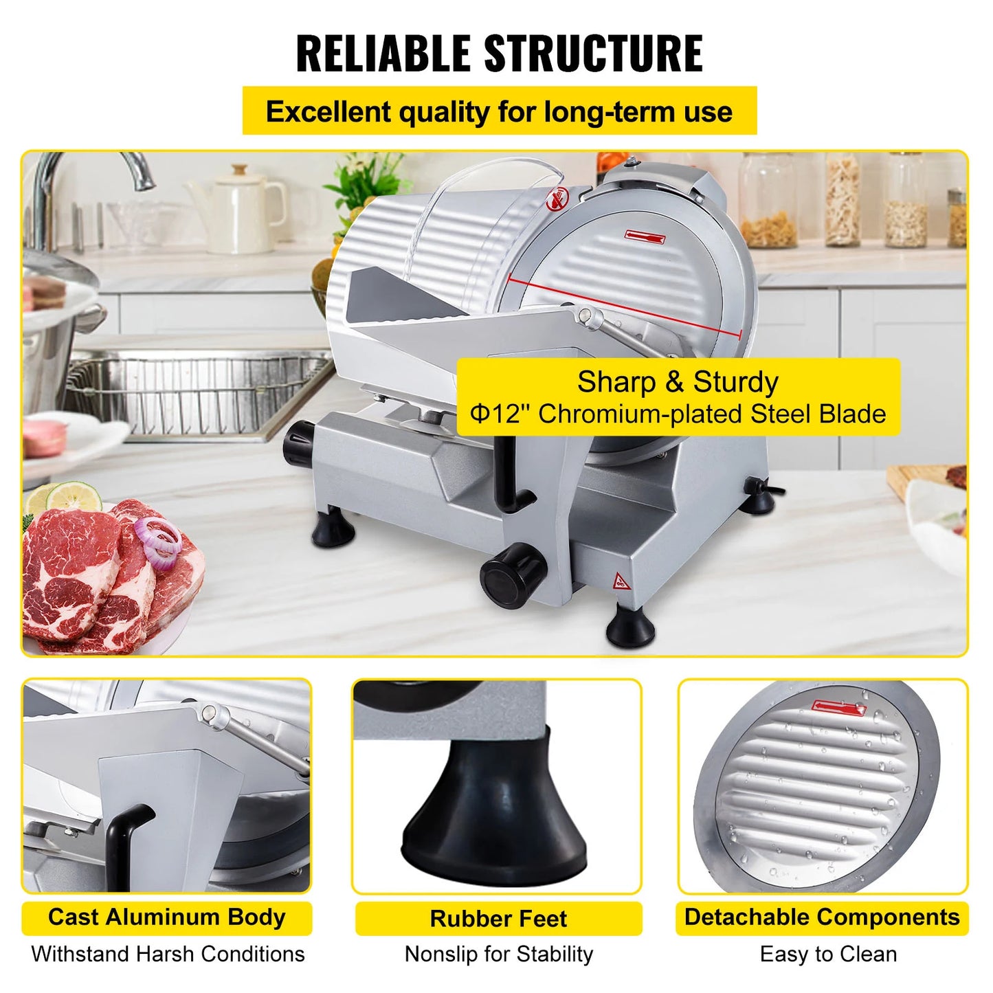 SucceBuy 320W Commercial Meat Slicer For Deli Cheese