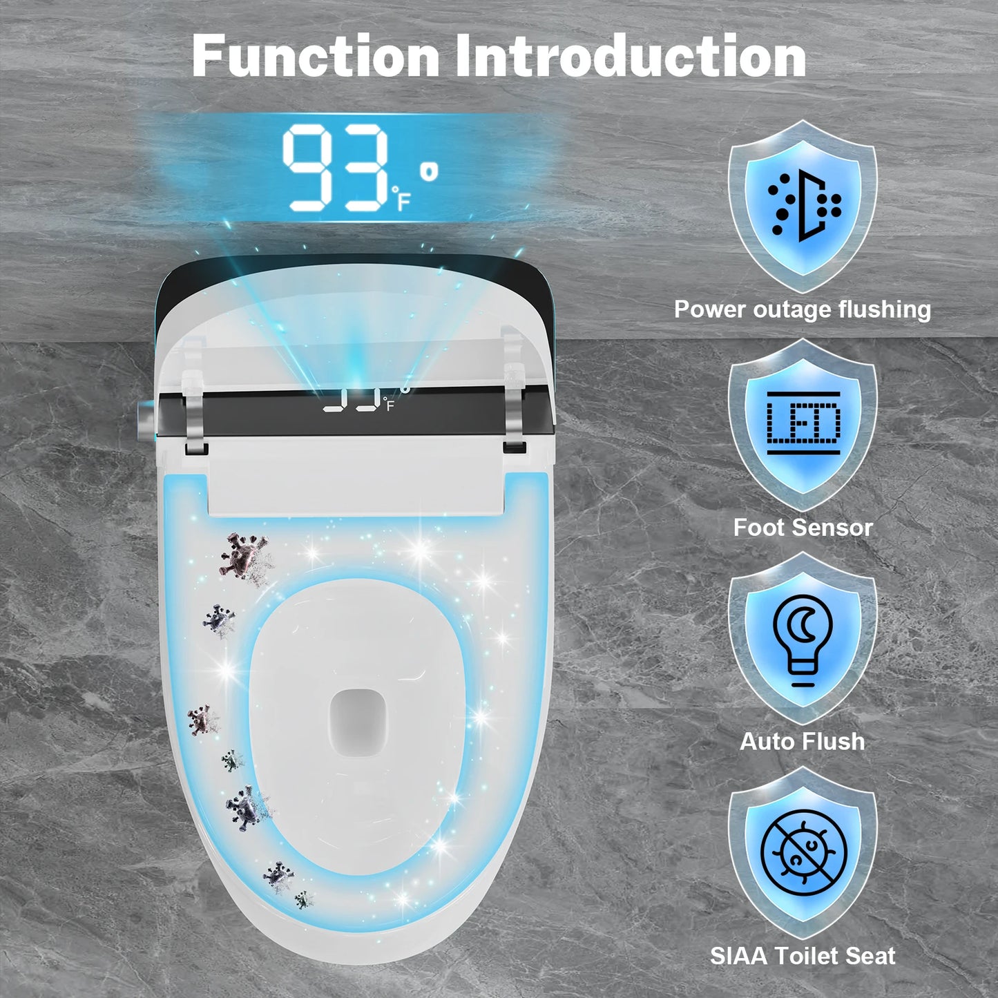 Smart Heated Bidet Toilet Seat With Temperature Display Night Light