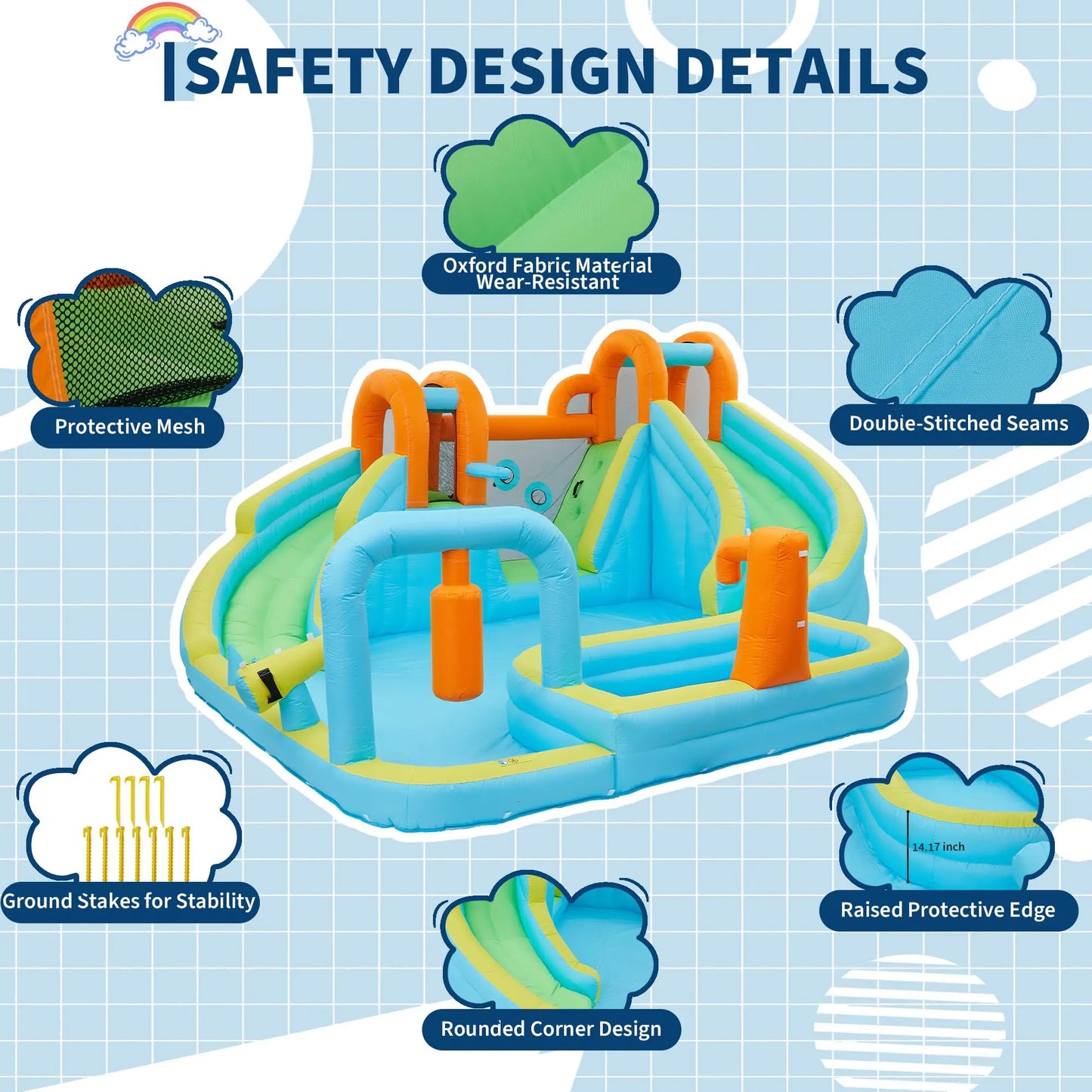 HiMISS 10In1 Inflatable Bounce House Water Park Backyard