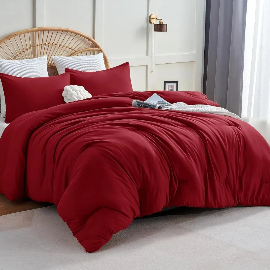 Comforter Set 3 Piece Fleece Quilted Breathable Bedding