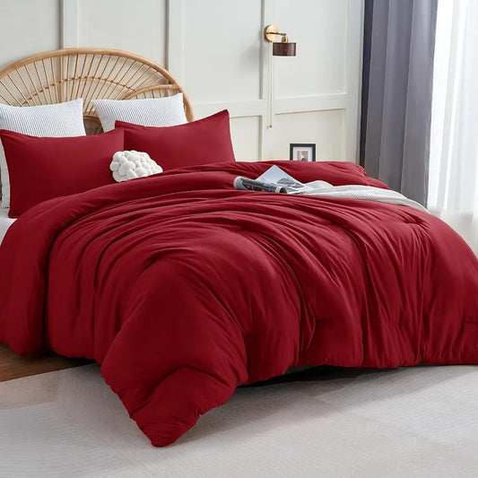 Comforter Set 3 Piece Fleece Quilted Breathable Bedding