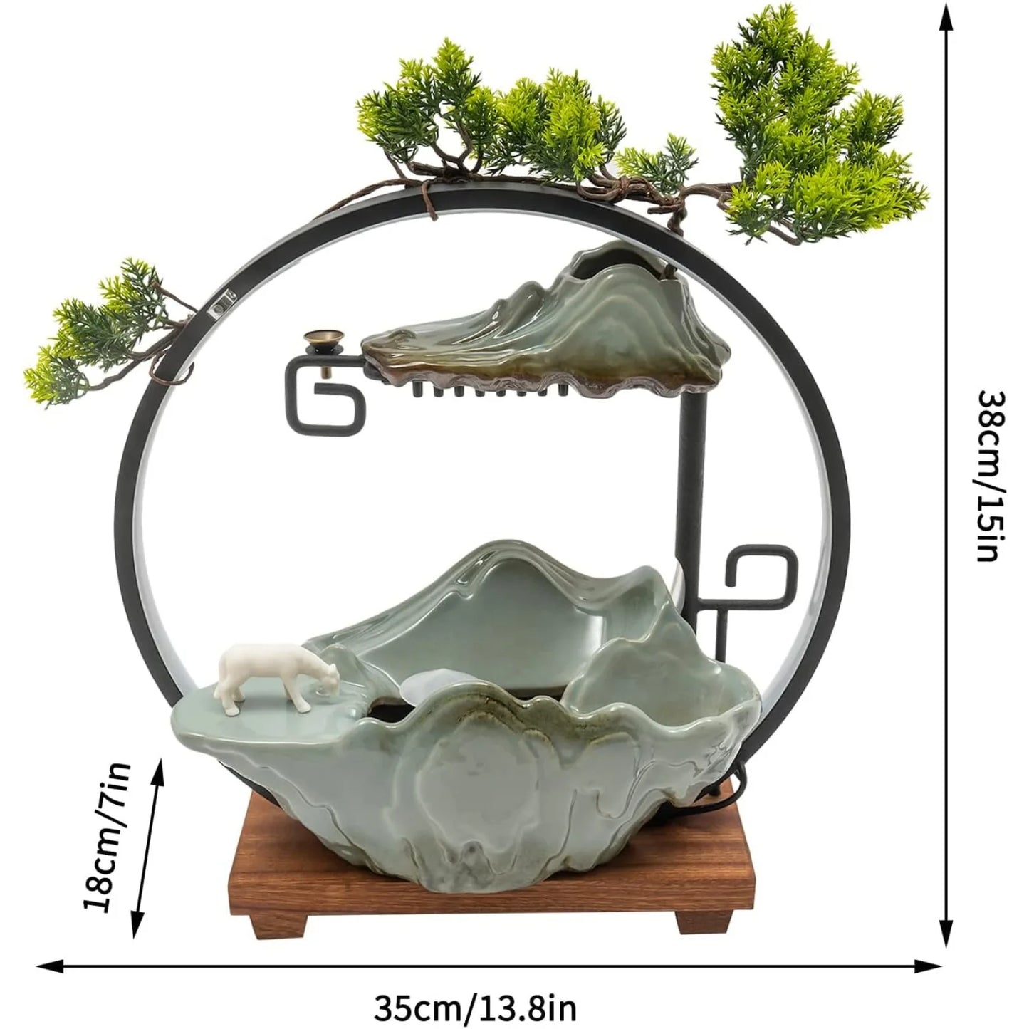 Bymaocar Tabletop Water Fountain With LED Light And Mist Maker