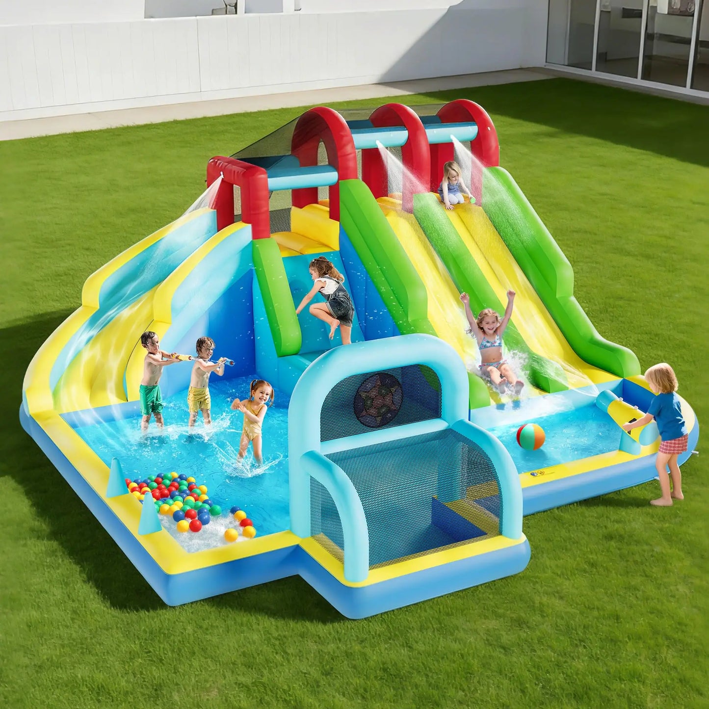HiMISS Inflatable Bounce House With 3 Water Slides