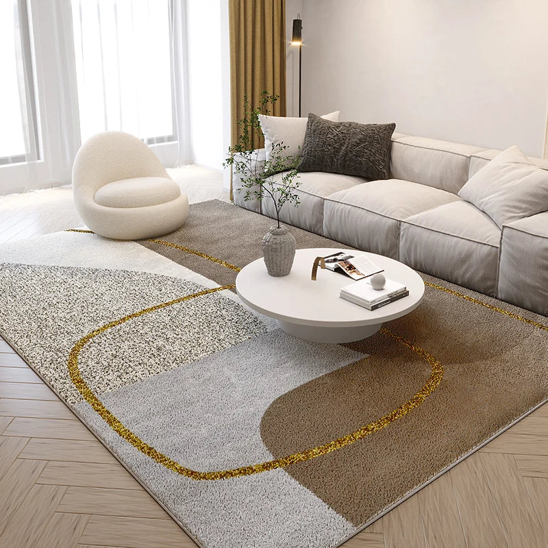 NONED Nordic Style Plush Carpet Living Room Rug With Abstract Art Design