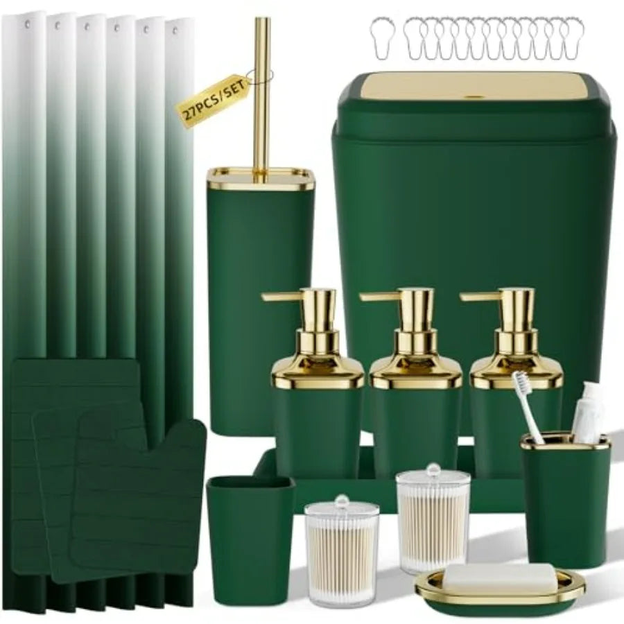Bathroom Set 27 Piece Shower Curtain Rug Accessories