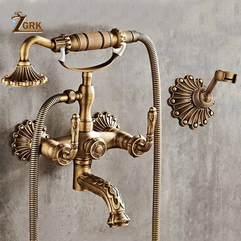 ZGRK Wall Mounted Bathtub Shower Dual Control Faucet Set
