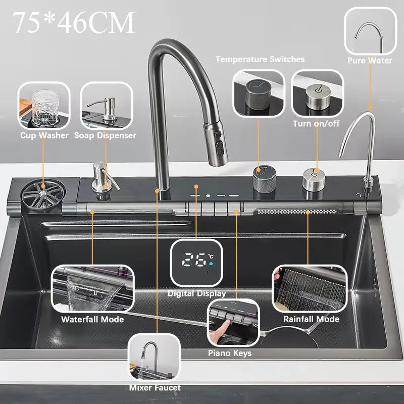 Shinesia Stainless Steel Kitchen Faucet Set With Digital Display