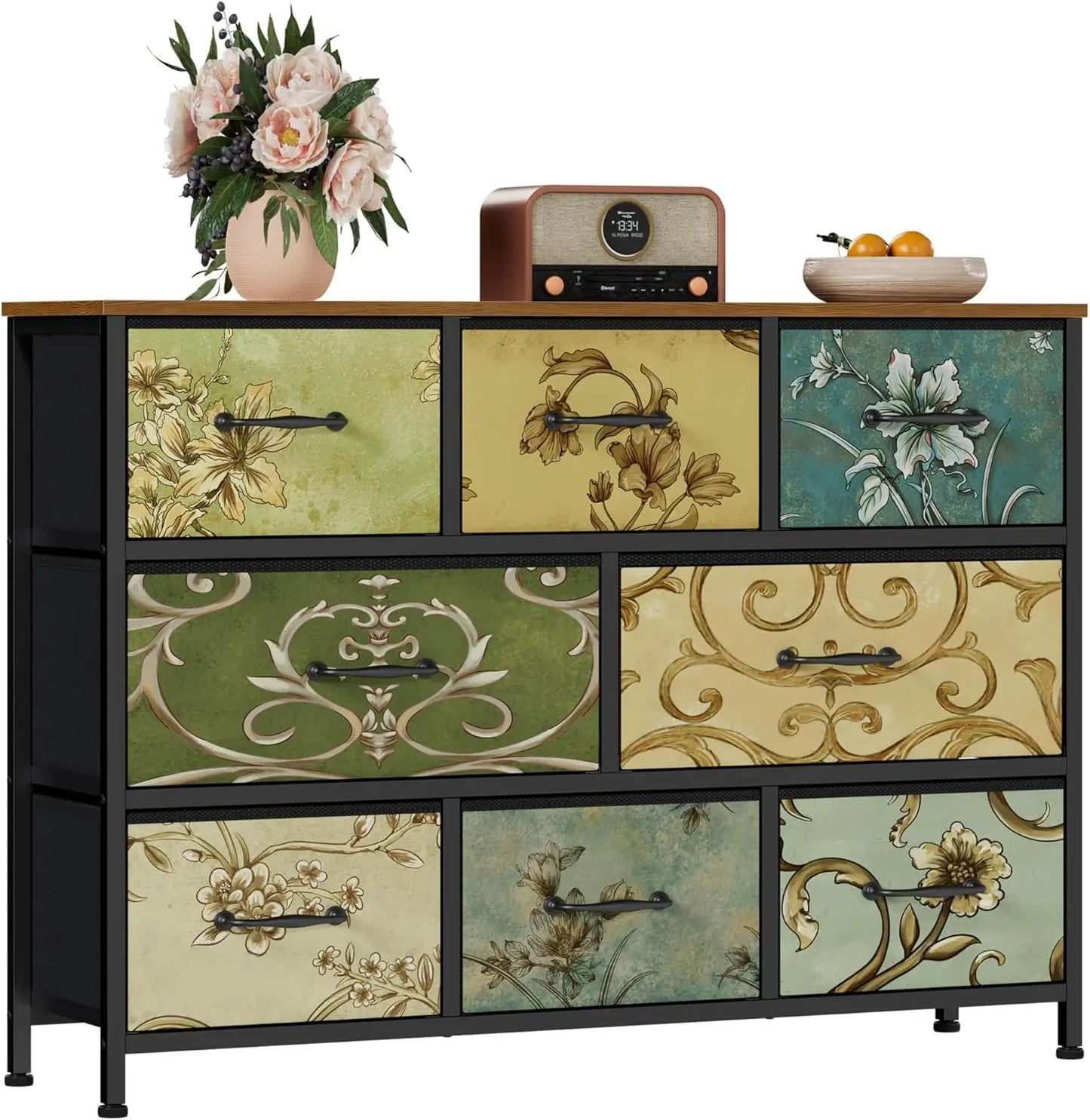 Vertical Dresser Tall Storage Tower With Fabric Drawers