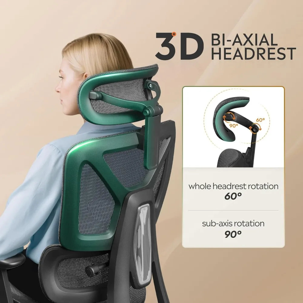 Ergonomic Mesh Office Chair With Footrest And High Back Reclining