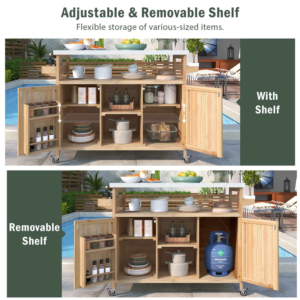 TWISTER.CK Portable Outdoor Bar Table With Storage And Locking Wheels