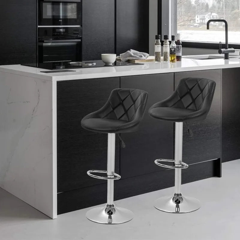 Bar Stools Set Of 2 With Swivel Chrome Frame Backrest