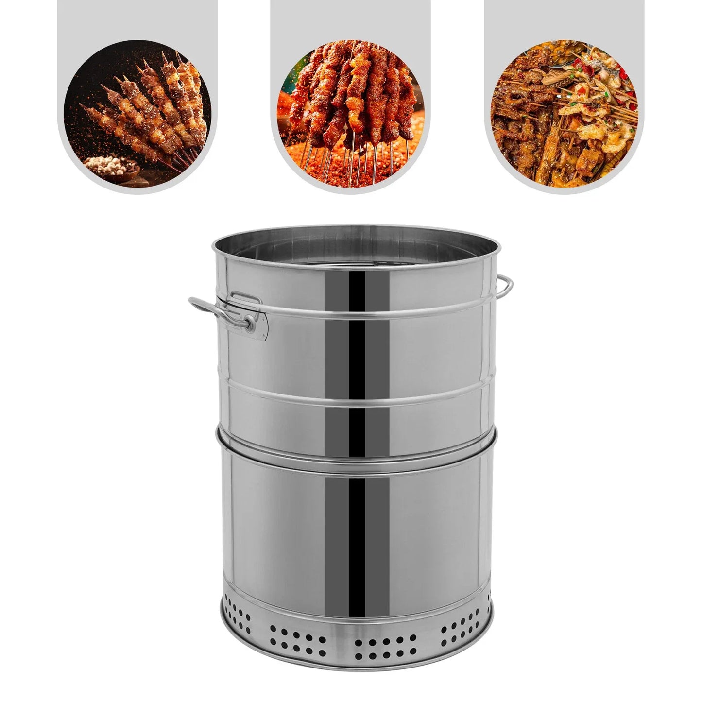 Stainless Steel Charcoal Barbecue Grill With 50 Skewers For Camping