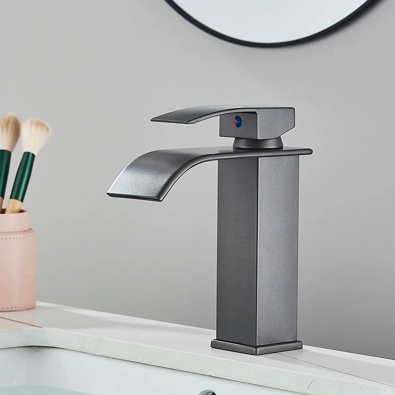 MYQualife Waterfall Bathroom Vanity Faucet Single Hole Deck Mounted