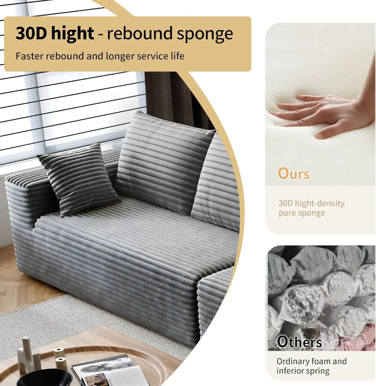 YQXHCN Cloud Module Sofa Set Velvet Corduroy Modular