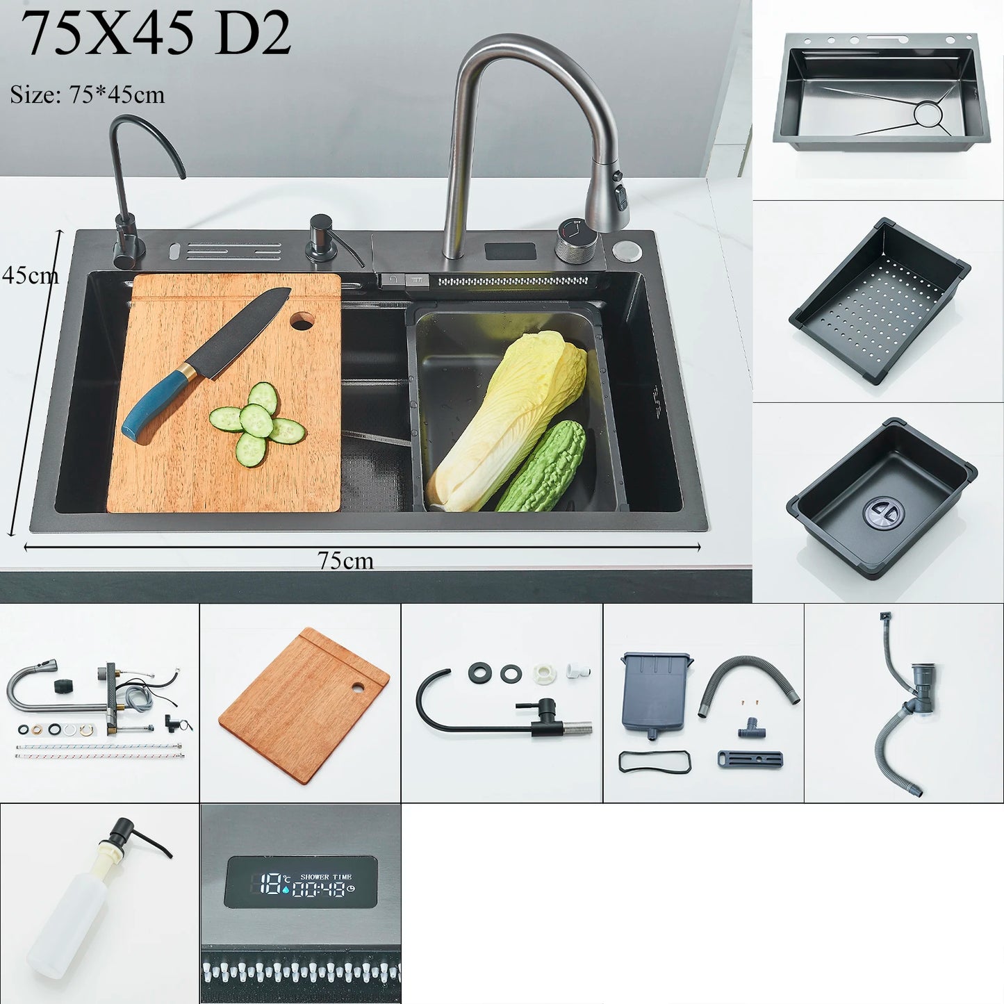 Shinesia Stainless Steel Kitchen Faucet Set With Digital Display