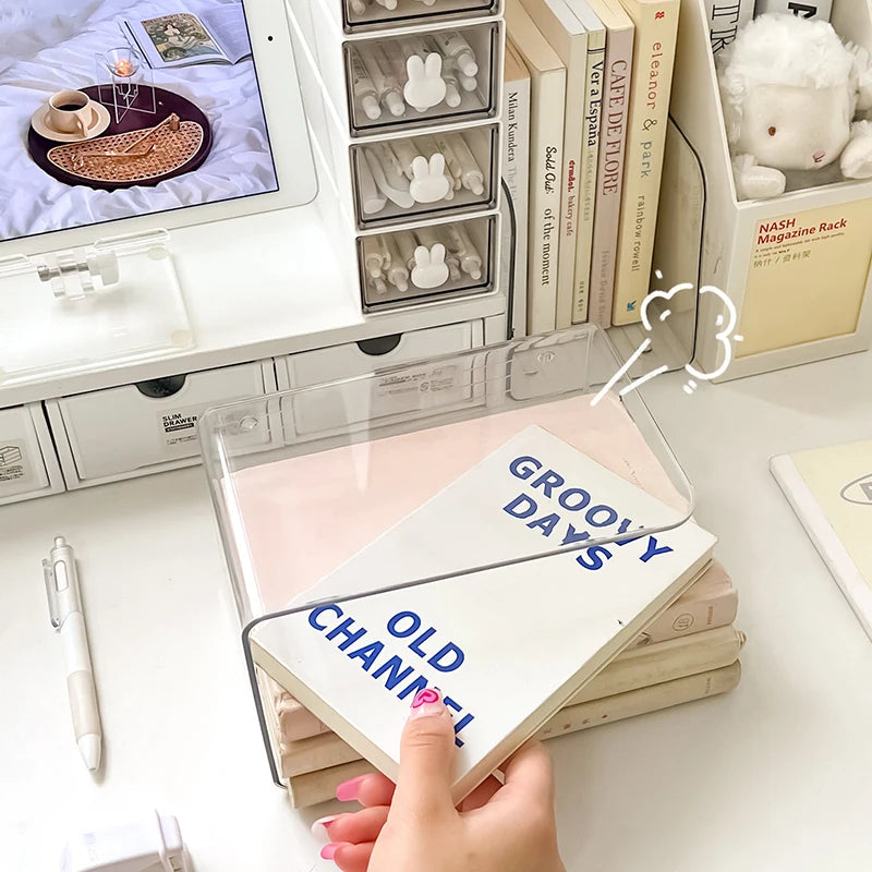 Portable Acrylic Book Stand Ushaped Desk Organizer For Home Office