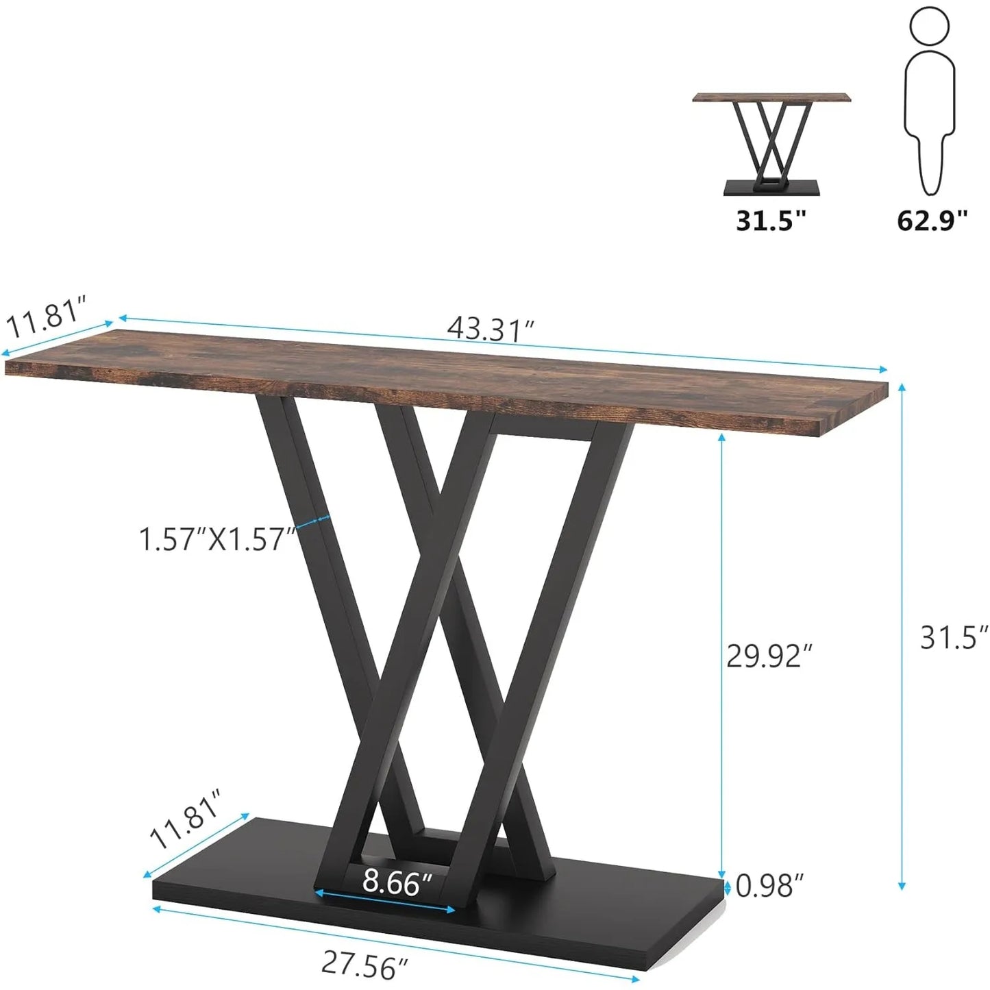 Little Tree Console Table Industrial Hallway Entryway Sofa Table