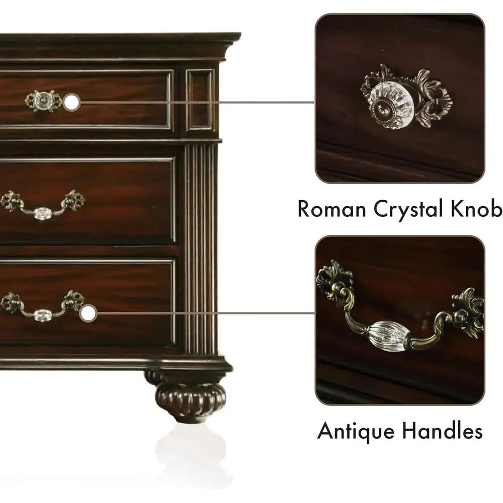 Solid Wood Traditional Six Piece Bedroom Set with Chest and Dresser