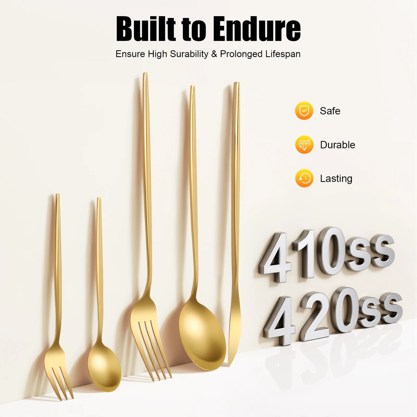 Gold Flatware Set 90 Pcs Stainless Steel Cutlery Set Titanium Plated Utensils for Home Restaurant Wedding Party