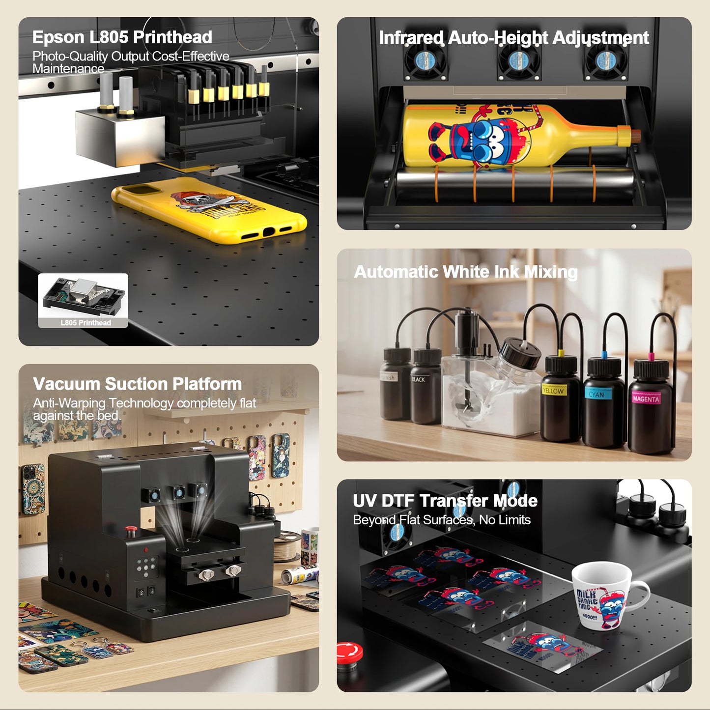 TOPPARTS A4 A3 UV Printer Flatbed Varnish for Phone Case